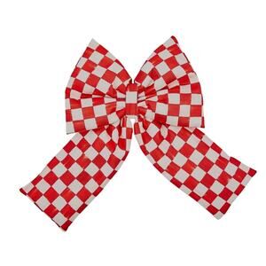 New Mackenzie-Childs Red Check Large Bow 12X17 Christmas Holiday Decor